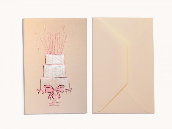 Pink Foil Blue Pearl Birthday Cake