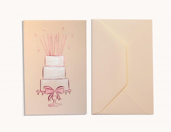 Pink Foil Blue Pearl Birthday Cake