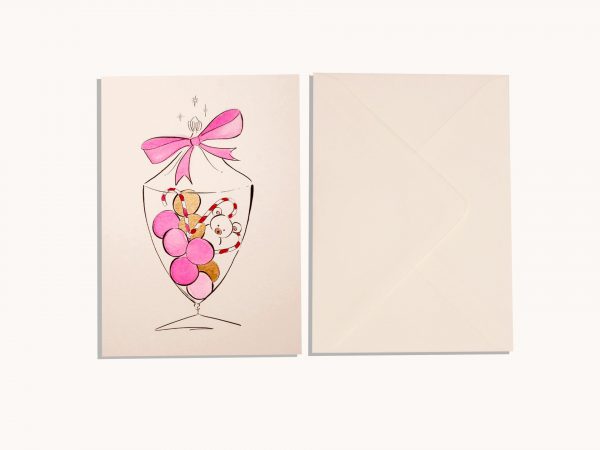 Pink & Gold Teddy Bear Christmas Jar
