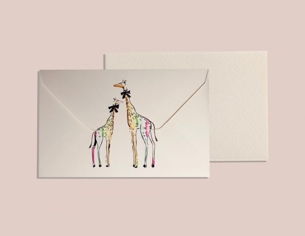 Rainbow Giraffe Black Bow - Set of 3