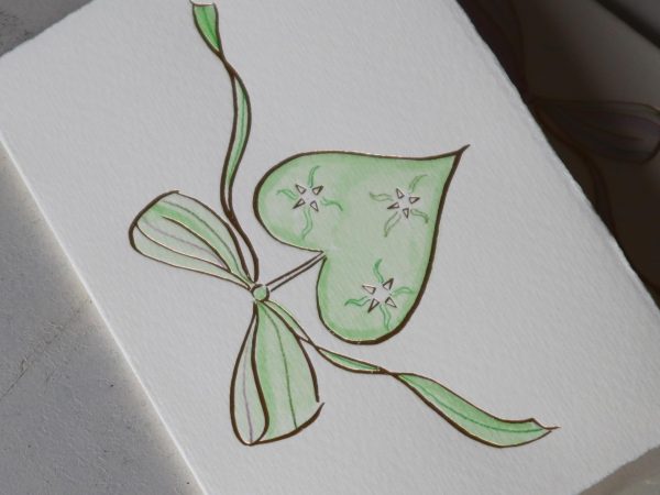 Gold Heart – Green With Pencil Detailing