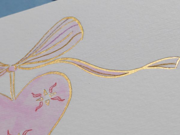 Gold Heart – Pink With Pencil Detailing