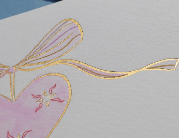Gold Heart - Pink With Pencil Detailing - Image 2