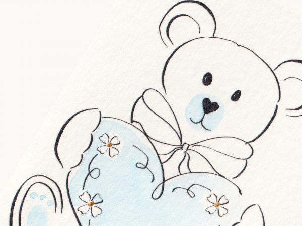 Baby Card – Pastel Blue Bear & Heart