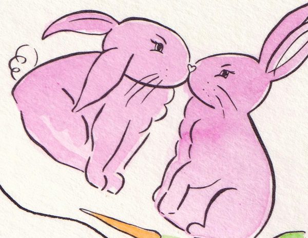 Baby Card - Pink Bunnies & Rainbow Eggs - Image 2
